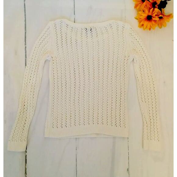 White Sweater Loose Knit Lightweight Layering‎ Top Petite Medium (g) - Picture 2 of 6